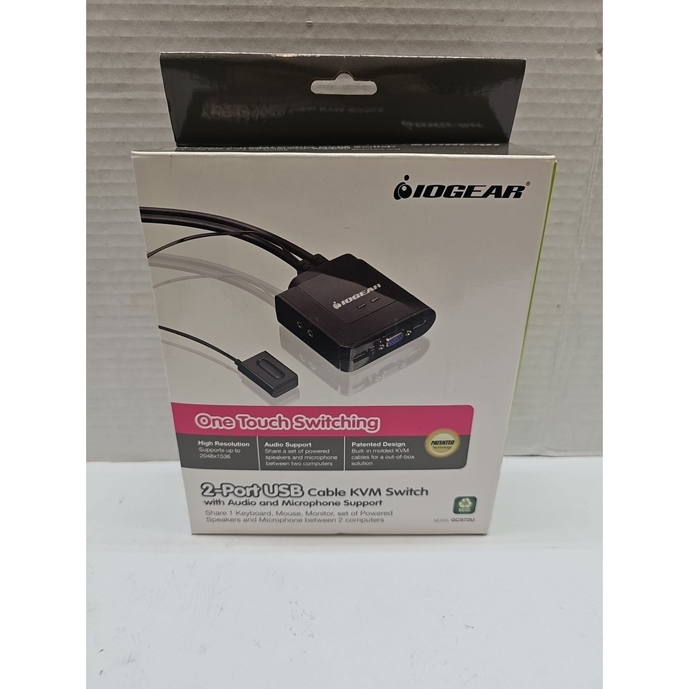 IOGear 2-Port USB Cable KVM Switch w/ audio and microphone support GCS72U